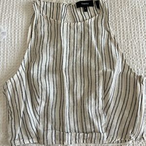 Theory striped linen crop top